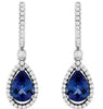 2.62CT DIAMOND & AAA TANZANITE 14KT WHITE GOLD PEAR SHAPE & ROUND HALO EARRINGS