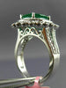 ESTATE LARGE 3.56CT DIAMOND & AAA EMERALD 18KT WHITE GOLD FLOWER ENGAGEMENT RING