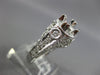 ESTATE LARGE .57CT DIAMOND 18KT WHITE GOLD FILIGREE SEMI MOUNT ENGAGEMENT RING