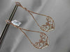 ESTATE LARGE 1.33CT DIAMOND 14KT ROSE GOLD 3D FILIGREE MILGRAIN HANGING EARRINGS
