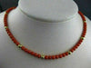 ESTATE AAA RED CORAL & GOLD BEADS 14KT Y GOLD NECKLACE & FILIGREE LOCK 5MM 22069