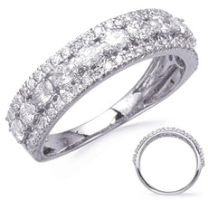 .92CT DIAMOND 14KT WHITE GOLD ROUND & OVAL 3 ROW SEMI ETERNITY ANNIVERSARY RING