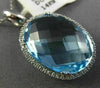 ESTATE EXTRA LARGE 15.68CT DIAMOND & BLUE TOPAZ 14K WHITE GOLD HALO OVAL PENDANT
