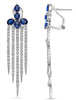 4.87CT DIAMOND AAA SAPPHIRE 14K WHITE GOLD MULTI ROW CHANDELIER HANGING EARRINGS