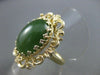 ANTIQUE LARGE NATURAL JADE 14KT YELOW GOLD FLOWER FILIGREE RING #2741