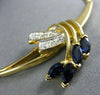 ESTATE LARGE 1.20CT DIAMOND & AAA SAPPHIRE 14KT YELLOW GOLD LEAF NECKLACE #1112