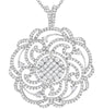 LARGE 3.02CT DIAMOND 14KT WHITE GOLD PRINCESS ROUND OPEN FILIGREE FLORAL PENDANT