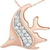ESTATE 0.05CT DIAMOND 14KT ROSE GOLD 3D HAPPY FISH LUCKY FLOATING PENDANT