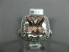 LARGE 3.60CT DIAMOND & AAA CUSHION CUT MORGANITE 14KT WHITE GOLD ENGAGEMENT RING