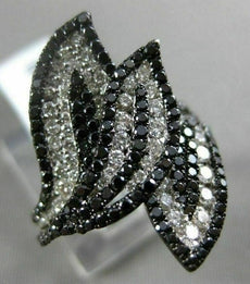 ESTATE LARGE 2.38CT ROUND DIAMOND 14KT WHITE & BLACK GOLD 3D MULTI LEAF FUN RING