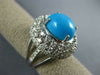 ESTATE LARGE 9.86CT DIAMOND & AAA TURQUOISE 14KT WHITE GOLD OVAL FUN RING #1997