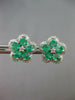 ESTATE 1.80CT DIAMOND & AAA EMERALD 18KT WHITE GOLD CLASSIC FLOWER STUD EARRINGS
