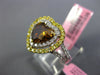 GIA LARGE 2.22CT MULTI COLOR DIAMOND 18K 2 TONE GOLD DOUBLE HALO ENGAGEMENT RING