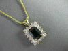 ESTATE 1.27CT DIAMOND & SAPPHIRE EMERALD CUT CLUSTER 14K Y GOLD PENDANT #6742