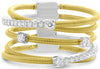 ESTATE WIDE .28CT DIAMOND 14KT 2 TONE GOLD 3D MULTI ROW OVERLAPPING COIL RING