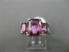 LARGE AAA GIA CERTIFIED PURPLE SAPPHIRE 18KT WHITE GOLD 3 STONE ENGAGEMENT RING