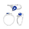 1.01CT DIAMOND & AAA SAPPHIRE 14KT WHITE GOLD PEAR SHAPE & ROUND SOLITAIRE RING