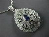 ESTATE LARGE 1.32CT DIAMOND & AAA SAPPHIRE 14KT WHITE GOLD 3D TEAR DROP PENDANT