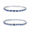 11.0CT DIAMOND AAA SAPPHIRE 14K WHITE GOLD OVAL & ROUND ETERNITY TENNIS BRACELET