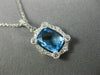 1.70CT DIAMOND & AAA BLUE TOPAZ 14KT WHITE GOLD RECTANGULAR HALO ETOILE PENDANT