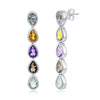 ESTATE 3.44CT AAA MULTI GEM 14K WHITE GOLD 3D TEAR DROP CLASSIC HANGING EARRINGS