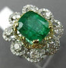 EXTRA LARGE 5.57CT DIAMOND & EMERALD 14K TWO TONE GOLD FLOWER INFINITY LOVE RING