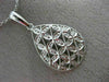 ESTATE .14CT DIAMOND 14KT WHITE GOLD FILIGREE TEAR DROP FLOWER FLOATING PENDANT