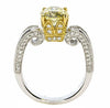 ESTATE LARGE 3.22CT WHITE & FANCY YELLOW DIAMOND 18KT WHITE GOLD ENGAGEMENT RING