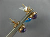 ESTATE LARGE 24.98CT DIAMOND & BLUE TOPAZ & AMETHYST 14KT ROSE GOLD 3D EARRINGS