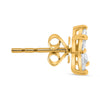 ESTATE .50CT DIAMOND 14K YELLOW GOLD MARQUISE SHAPE 4 STONE FLOWER STUD EARRINGS