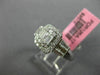 ESTATE 1.04CT ROUND & BAGUETTE DIAMOND 18KT WHITE GOLD CLUSTER SQUARE HALO RING
