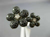 ESTATE 3.86CT WHITE & BLACK DIAMOND 14KT WHITE GOLD 3D DOUBLE FLOWER LOVE RING