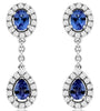 .96CT DIAMOND & AAA TANZANITE 14KT WHITE GOLD TEAR DROP FLOWER HANGING EARRINGS