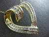 ESTATE EXTRA LARGE 3.07CT DIAMOND 14KT YELLOW GOLD 3D OPEN HEART SLIDE PENDANT