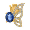 1.38CT DIAMOND AAA SAPPHIRE 14K YELLOW GOLD OVAL & ROUND BUTTERFLY STUD EARRINGS