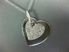 ANTIQUE .93CT DIAMOND 14KT WHITE GOLD 3D PAVE DOUBLE HEART LOVE PENDANT #1708