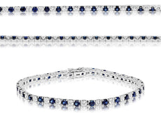 5.50CT DIAMOND & AAA SAPPHIRE 14KT WHITE GOLD 3D ROUND ETERNITY TENNIS BRACELET