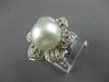 ESTATE EXTRA LARGE 1.40CT DIAMOND & SOUTH SEA PEARL18K WHITE GOLD 3D FLOWER RING