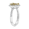 WIDE 1.88CT WHITE FANCY YELLOW DIAMOND 18KT 2 TONE GOLD MULTI SHAPE CLUSTER RING