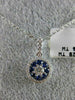 ESTATE .55CT DIAMOND & AAA SAPPHIRE 18KT WHITE GOLD 3D FLOWER SOLITAIRE PENDANT
