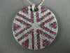 LARGE 3.71CT DIAMOND & AAA PINK SAPPHIRE 18KT WHITE GOLD ROUND STAR LOVE PENDANT