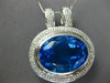 ESTATE EXTRA LARGE 45.25CT DIAMOND & BLUE TOPAZ 14K WHITE GOLD HALO OVAL PENDANT