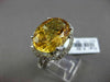 ESTATE MASSIVE 11.97CT DIAMOND & EXTRA FACET YELLOW TOPAZ 14K WHITE GOLD 3D RING