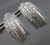 LARGE 2.94CT DIAMOND 18K WHITE GOLD ROUND & BAGUETTE SEMI HOOP HANGING EARRINGS