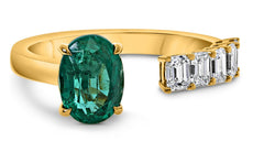 LARGE 1.88CT DIAMOND AAA EMERALD 18K YELLOW GOLD OVAL EMERALD CUT SOLITAIRE RING