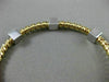 ESTATE .30CT DIAMOND 14KT TWO TONE GOLD 3D SQUARE FLEXIBLE ROPE BANGLE BRACELET