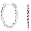1.13CT DIAMOND & AAA RUBY 14KT WHITE GOLD INSIDE OUT OVAL HOOP HANGING EARRINGS