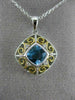 ESTATE 1.14CT DIAMOND & BLUE TOPAZ 14KT 2 TONE GOLD OPEN SQUARE FLOATING PENDANT