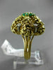 ANTIQUE LARGE .56CT DIAMOND & AAA EMERALD 14KT 2 TONE GOLD FLOWER FUN RING #2083