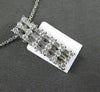 ESTATE .42CT ROUND & BAGUETTE DIAMOND 18KT WHITE GOLD 3 ROW RECTANGULAR PENDANT